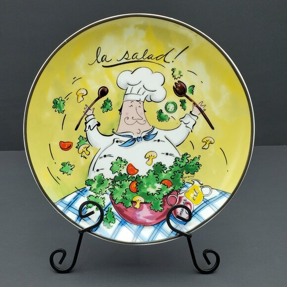 Mud Pie Fat Chef Salad Dessert Plates French Italian Chefs Bread Plates - Picture 3 of 6